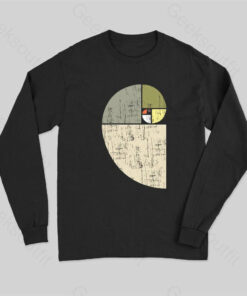 Distressed Fibonacci Spiral Geek Graphic Long Sleeve T-Shirt