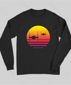 Tie Fighter Sunset Geek Long Sleeve T-Shirt