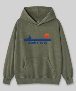 Amity 1975 Jaws Nerd Washed Hoodie