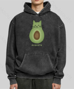 Avocato Cat Avocado Pun Washed Hoodie