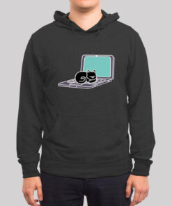Cat Sleeping on Laptop Geek Hoodie