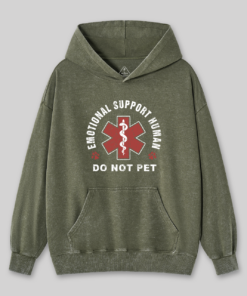 Emotional Support Human Washed Hoodie