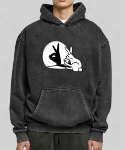 Funny Rabbit Hand Shadow Puppets Washed Hoodie