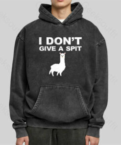 I Don’t Give a Spit Funny Alpaca Washed Hoodie
