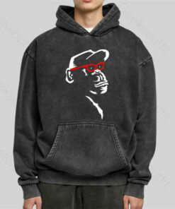 Monkey With Red Glasses Washed Hoodie