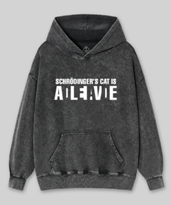 Schrdinger’s Cat ADLEIAVDE Geek Science Washed Hoodie