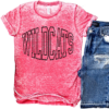 Acid Washed Wildcats University Print Shirt Quality Baseball Retro Tee