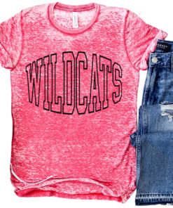 Acid Washed Wildcats University Print Shirt Quality Baseball Retro Tee