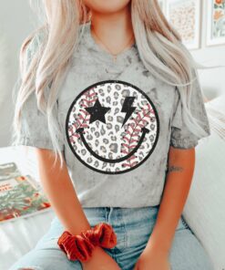 Baseball Smiley Comfort Colors Color Blast Distressed Tee