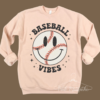 Baseball Vibes Smiley Retro Bella Canvas Sweatshirt – Boutique Soft Style Bella Canvas Sweatshirt