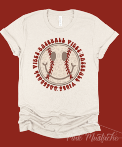 Baseball Vibes Smiley Retro Soft Style Tee -Unisex Toddler, Youth, and Adult Sized Baseball Shirt Softball Shirt Baseball Mom Tee