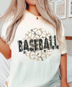 Bella Canvas or Comfort Colors Baseball Leopard Print Tee Quality Retro Tee