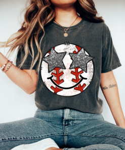 Bella Canvas or Comfort Colors Baseball Smiley Star Eyes Print Tee Quality Retro Tee