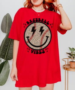 Bella Canvas or Comfort Colors Baseball Vibes Smiley – Toddler, Youth, Adult Sized Tees