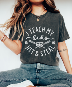 Bella Canvas or Comfort Colors I Teach My Kids To Hit And Steal Baseball Tee Quality Retro Tee
