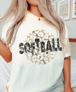 Bella Canvas or Comfort Colors Softball Leopard Print Tee Quality Retro Tee
