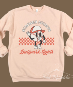 Bella Soft Style Quality Summer Nights Ballpark Lights Baseball Retro Sweatshirt