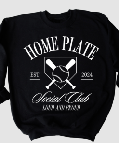 Black Home Plate Social Club Sweatshirt Gildan or Bella Canvas Baseball Mom Sweater Home Plate Social Club