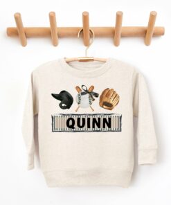 Black and Gold Monogram Custom Name Baseball Sister Sweatshirt – Super Cute Baseball Family Sweatshirt