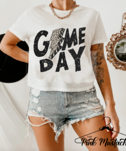 CROPPED Game Day Lightning Bolt Print Tee – Adult Sized Sports Shirt Baseball Mom Tee