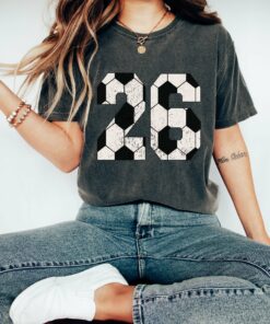 Comfort Colors Custom Vintage Soccer Number Shirt – Soccer Mom Shirt with Number Long or Short Sleeve
