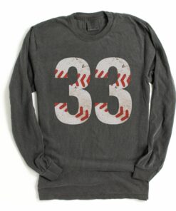 Comfort Colors Long Sleeve Vintage Baseball Shirt – Baseball Mom Baseball Girlfriend Baseball Fan Shirt with Number