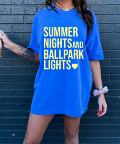 Comfort Colors Summer Nights and Baseball Lights Tee Summer Tee