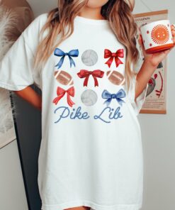 Comfort Colors or Bella Canvas Pike Lib Football and Volleyball Coquette Bow Tee- Youth and Adult Sizes