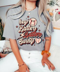 Comfort Colors or Bella Hey Batter Batter Swing Baseball Shirt – Baseball Mom Baseball Girlfriend Baseball Fan Shirt