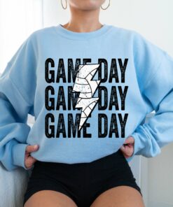 GIldan or Bella Volleyball Game Day Lightning Bolt Sweatshirt – Adult Sized Volleyball Sweatshirt