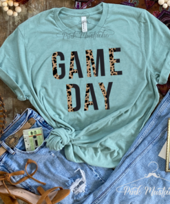 Leopard Print Game Day Vibes Tee  Bella Canvas  Football Shirt  Football Mom  Football Girlfriend