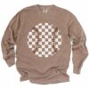 Long Sleeve Comfort Colors Checkered Espresso Baseball Tee Quality Retro Tee
