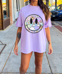 Multiple Colors Comfort Colors Daisy Smiley Face Tee Quality Retro Tee  Summer Cover Ups