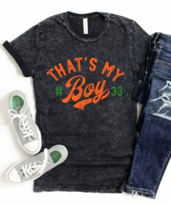 Orange and Forest That’s My Boy With Personalized Number Acid Washed Tee  Any Sport  Baseball, Basketball, Football, Soccer Mama Shirt
