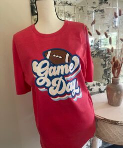 Red Bella Soft Style Game Day Tee -Unisex Adult Sized Sports Shirt Football Mom Tee
