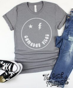 Smiley Face Game Day Vibes Tee  Bella Canvas  Football Shirt  Football Mom  Football Girlfriend