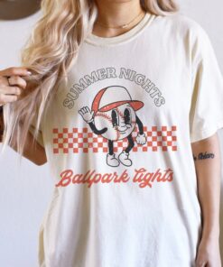 Summer Nights Ballpark Lights Baseball Retro Tee -Unisex Toddler, Youth, and Adult Sized Tees