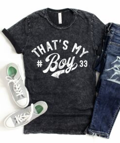 That’s My Boy With Personalized Number Acid Washed Tee  Any Sport  Baseball, Basketball, Football, Soccer Mama Shirt