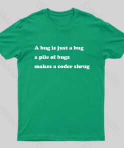 A Bug is Just A Bug A Pile of Bugs Makes A Coder Shrug Geek T-Shirt