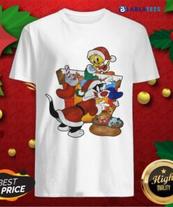 Awesome Girls Red Sylvester The Cat And Tweety Bird Christmas Shirt