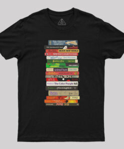 Classic Banned Books Stack Geek T-Shirt