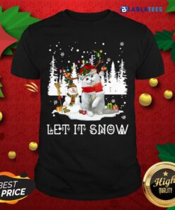 Funny Snowman And Cat Let It Snow Ugly Christmas Shirt