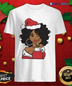 Offical Black Girl Hat Santa Merry Christmas Shirt