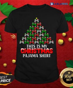 Top This Is My Christmas Pajama Santa Hat Joystick Tree Gamer Shirt