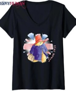Womens Paddington Bear Union Jack V-Neck T-Shirt