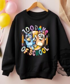 100 Days Of School Bluey Dog Shirt Hoodie Sweatshirt Tee Gift For Him Her Crewneck Pullover Teacher Gift New