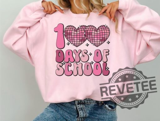 100 Days Of School Tshirt Hoodie Sweatshirt Tee Gift For Fan Men Womens Heart Disco Ball School Crewneck Pullover Unique