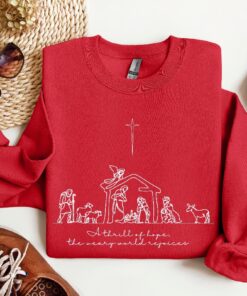 A Thrill Of Hope The Weary World Rejoices Sweatshirt Christian Christmas Sweatshirt Nativity Scene Sweater Christmas Jesus Nativity Shirt Hoodie Sweatshirt Unique