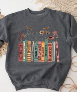 Albums As Books Sweatshirt Trendy Aesthetic For Book Lovers Crewneck Sweater Folk Music Hoodie Rack Music Sweater Unique