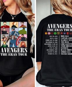 Avengers The Eras Tour Shirt Marvel Super Hero Sweatshirt Scarlet Witch Hulk Shirt Black Widow Tee Spiderman Winter Soldier Iron Man Unique